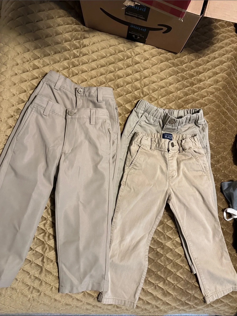 Lands End and The Children's Place Boys Uniform Beige/Tan Chino Pants Set
